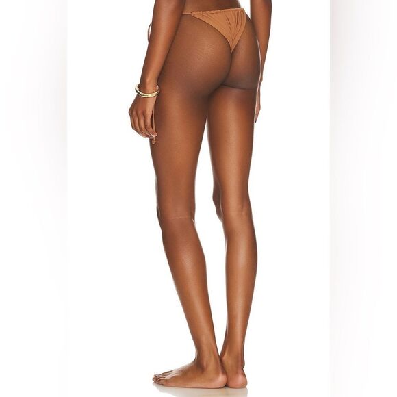 Stone Fox Swim River Rawhide Solid Color Brown Cheeky Bikini Bottom Size Small - Picture 7 of 9